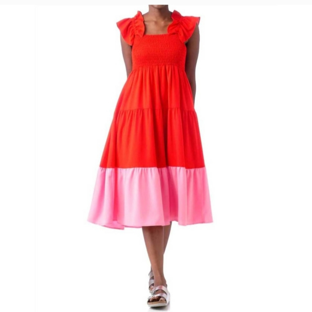Crosby Bray Dress Red Pink Size Medium